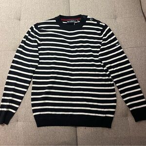 Hublot Black and White Striped Crewneck Sweater